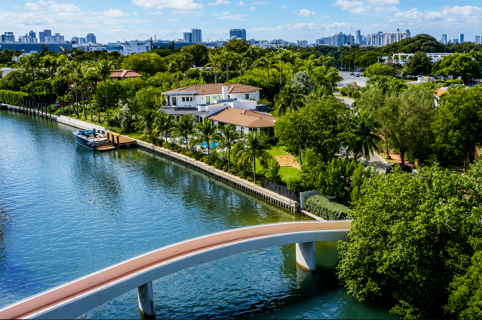 Aerial of the Miami waterfront residence