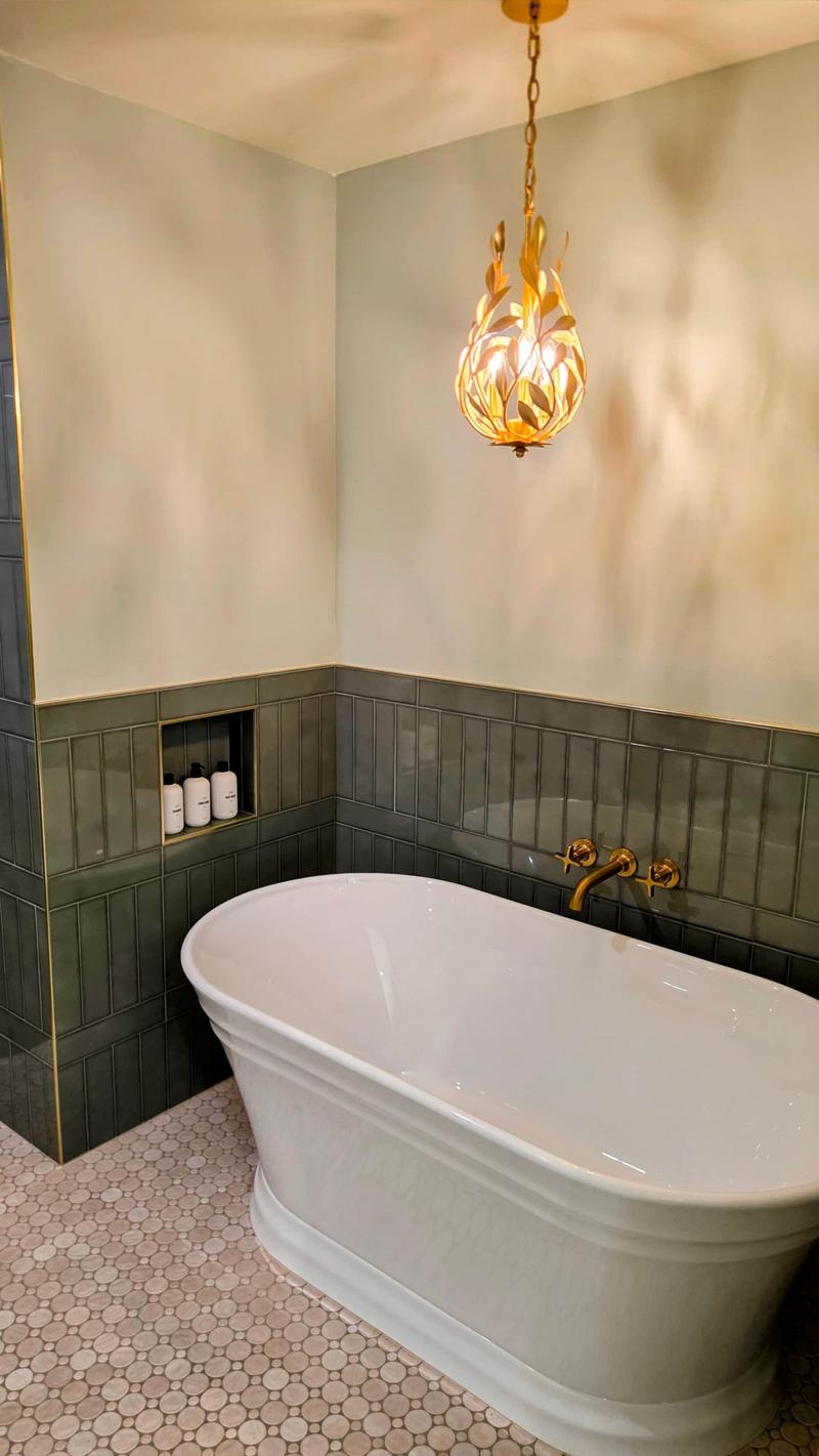 Master bath with freestanding tub