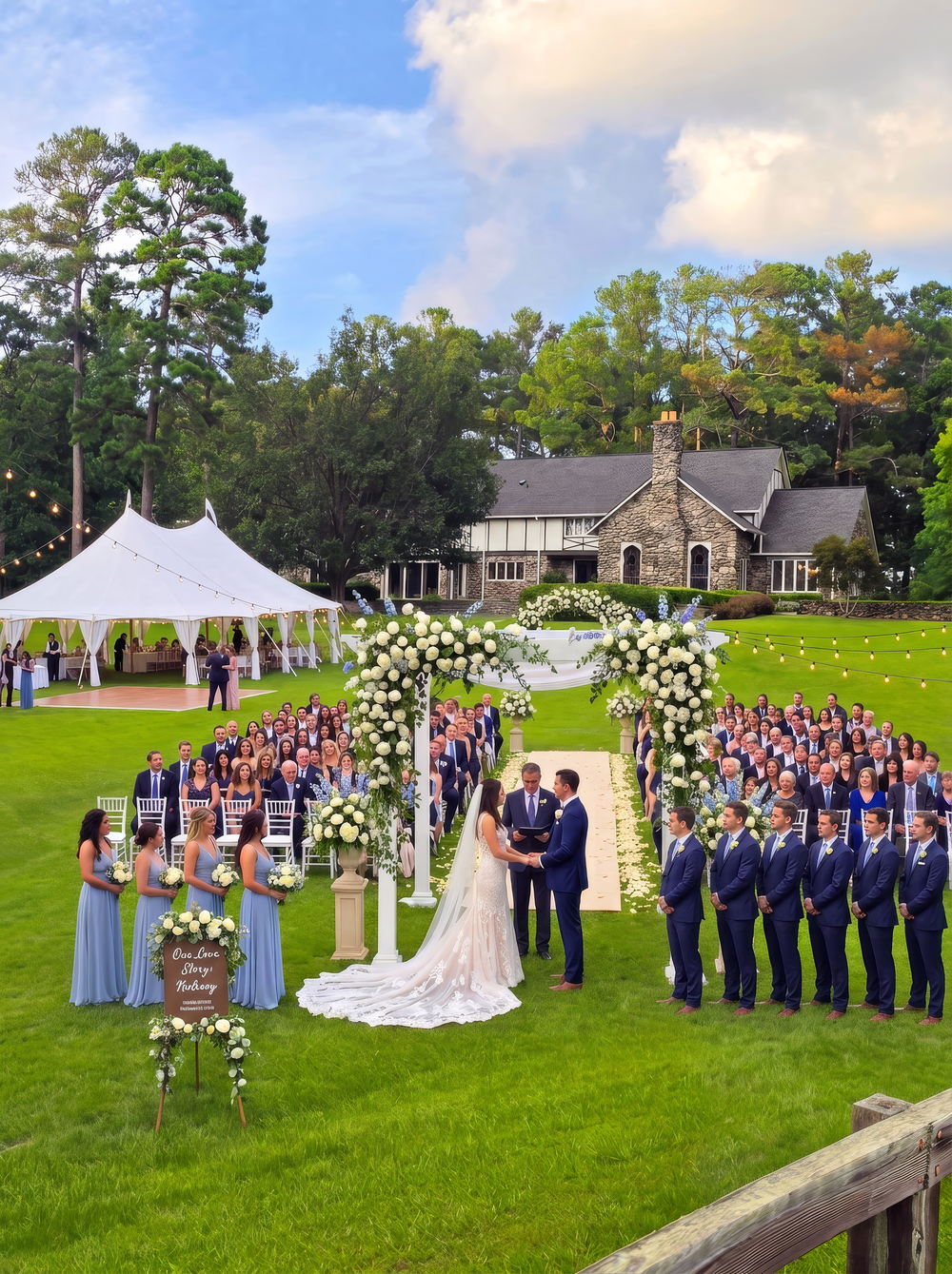 A wedding ceremony on the grounds at Greystone Estate